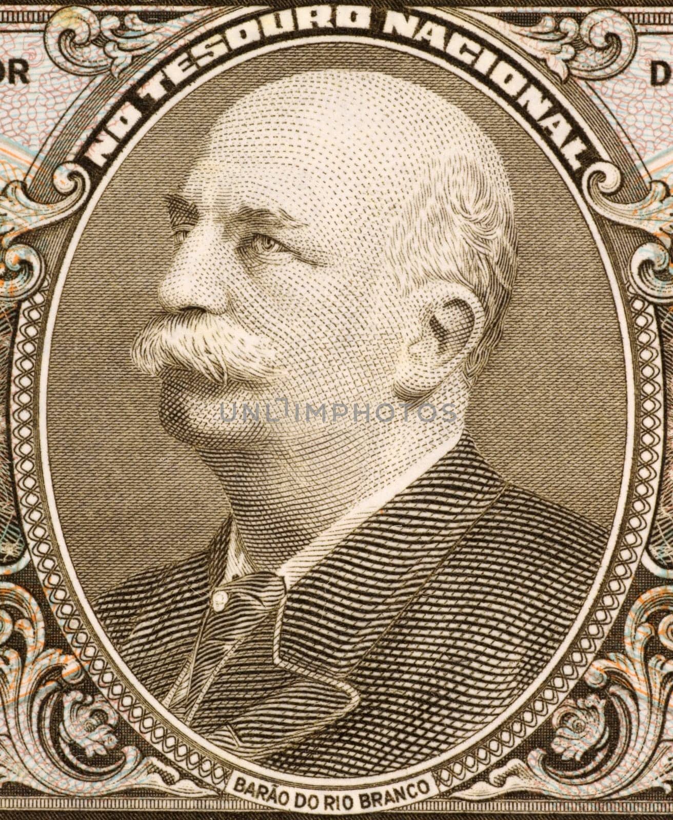 Baron of Rio Branco on 5 Cruzerios 1962 Banknote from Brazil. Patron of Brazil's diplomacy.