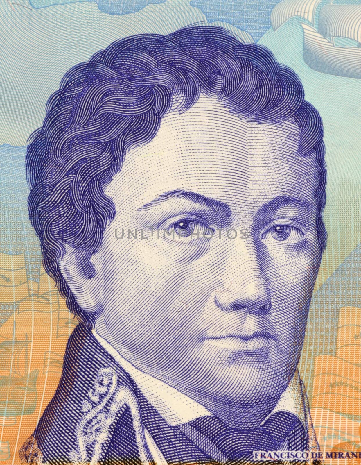 Francisco de Miranta on 2 Bolivares 2007 Banknote from Venezuela. Revolutionary forerunner of Simon Bolivar.