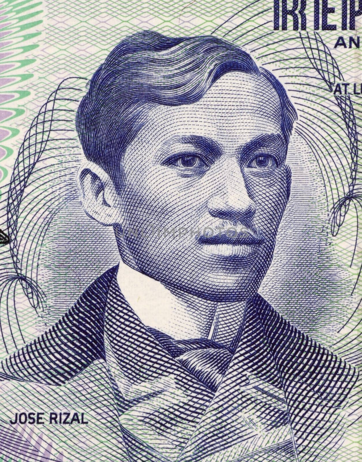 Jose Rizal  on 1 Piso 1969 Banknote from Philipines.  Philippines national hero for his action during the Spanish colonial era.