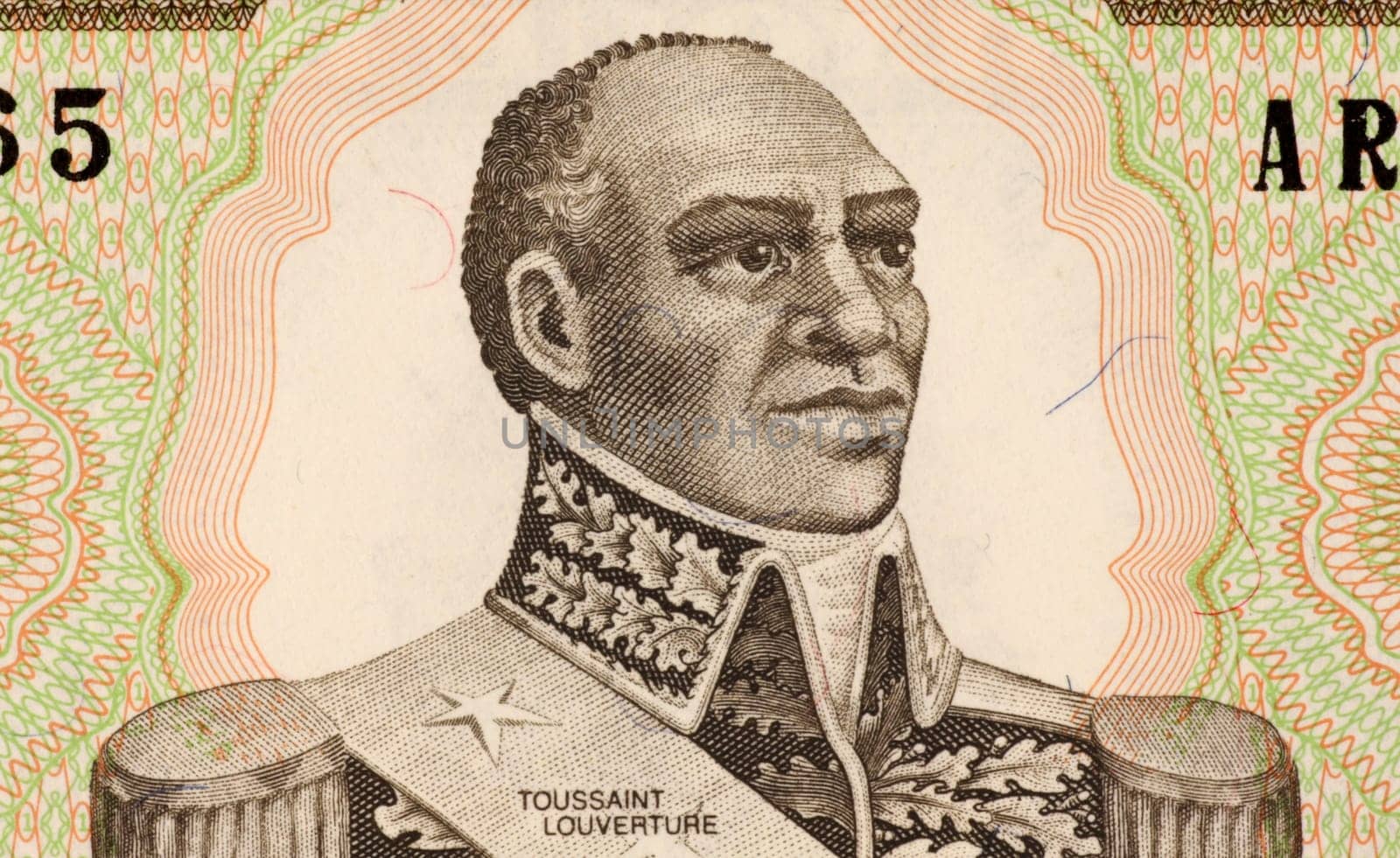Toussaint Louverture on 1 Gourde 1989 Banknote from Haiti. Leader of the Haitian revolution.
