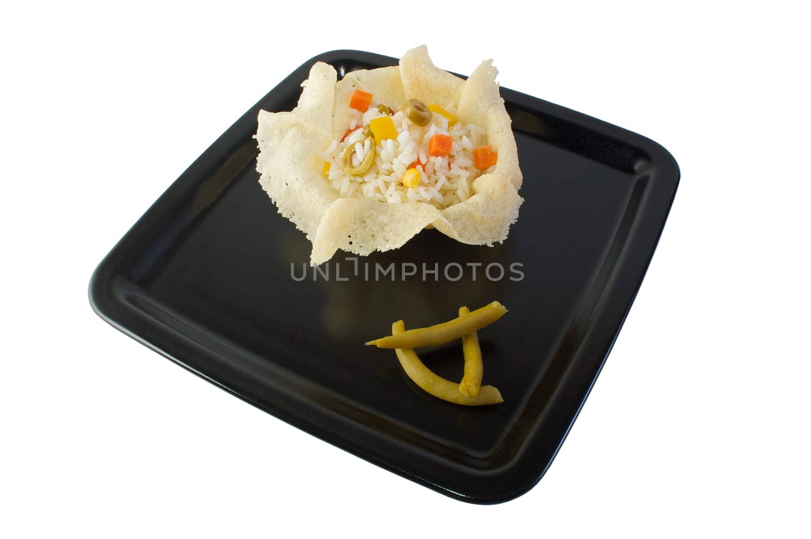 Dish of cool rice in a basket cheese