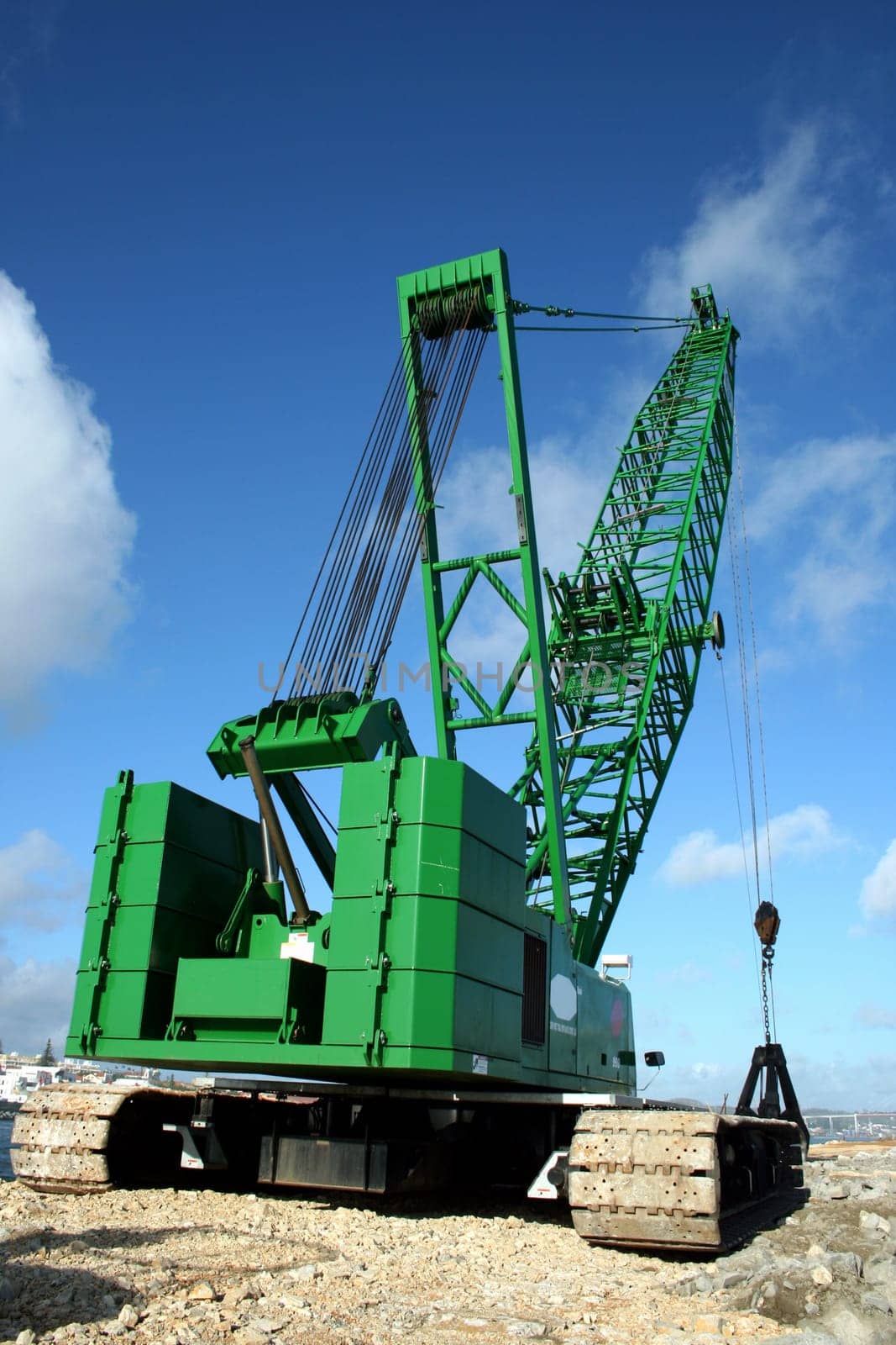 A crane working on the sea.