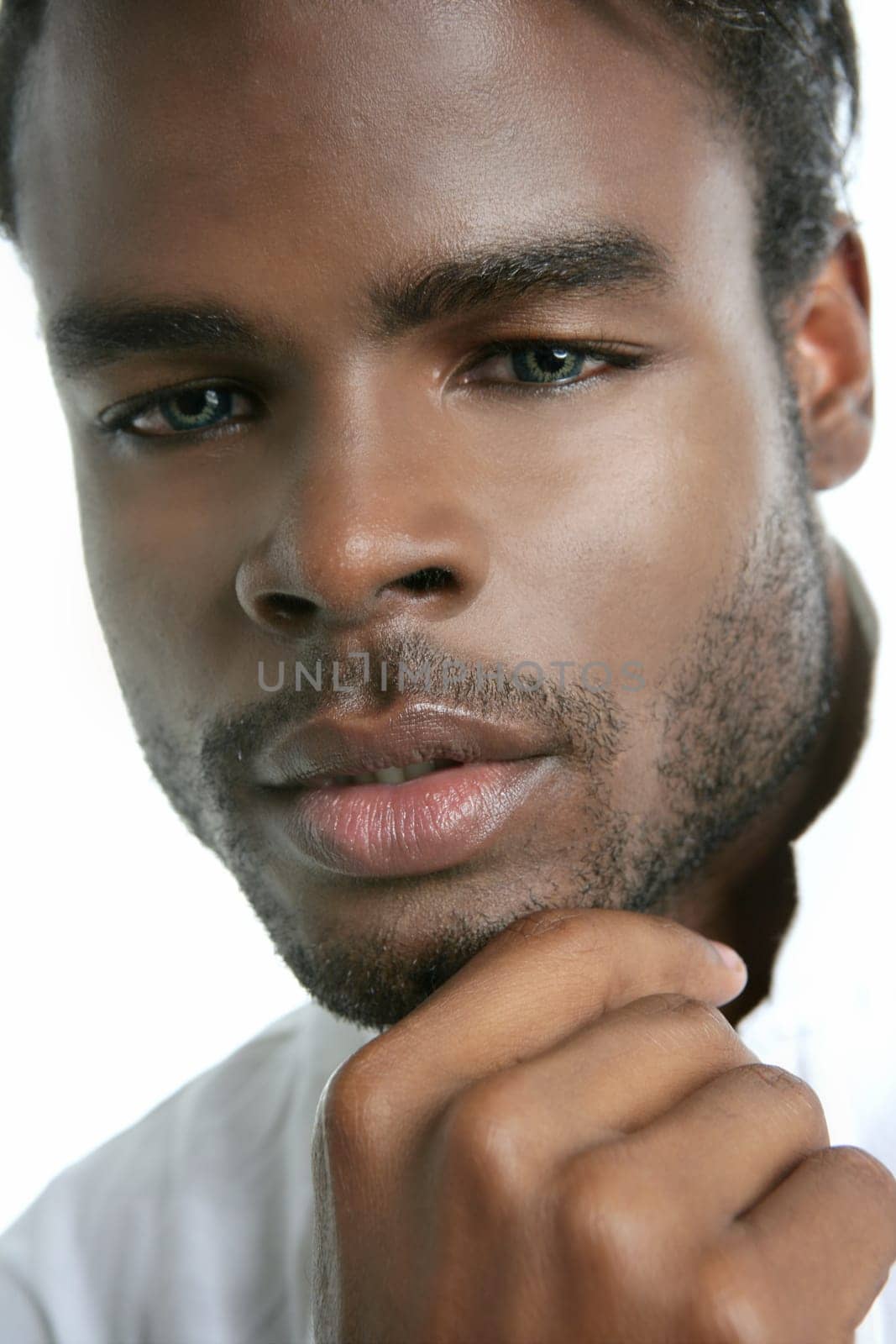 African american cute black young man closeup portrait