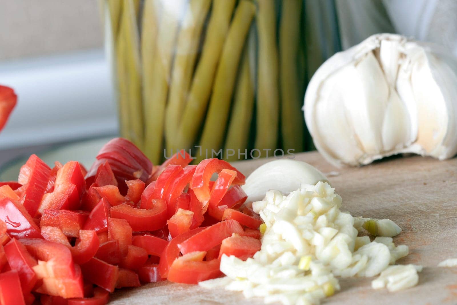 Vegetables cutted in small pieces.