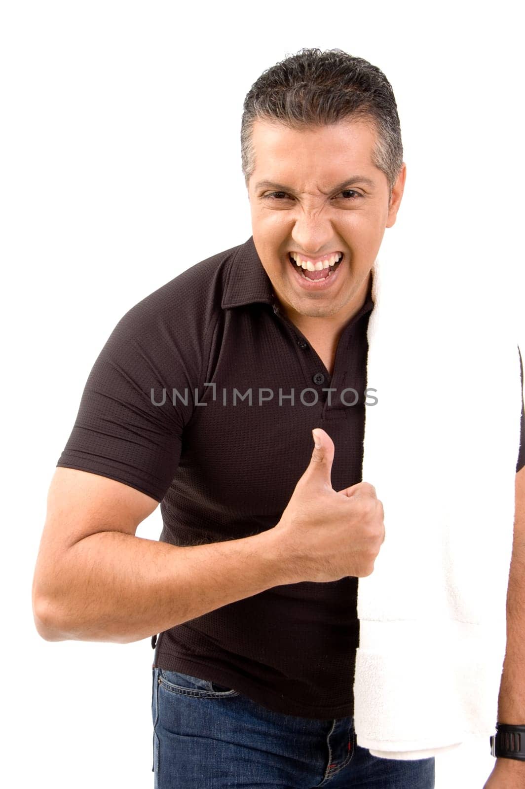 Thumbs-up symbol by fit man