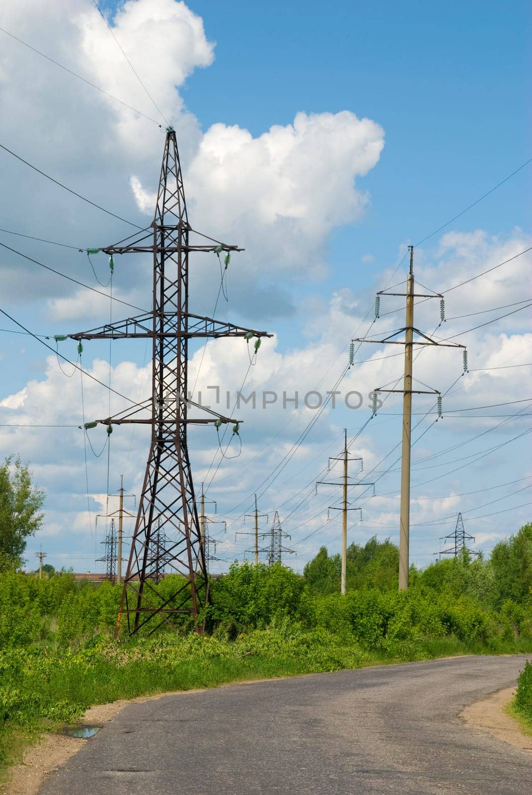 Industrial zone. Transmission tower