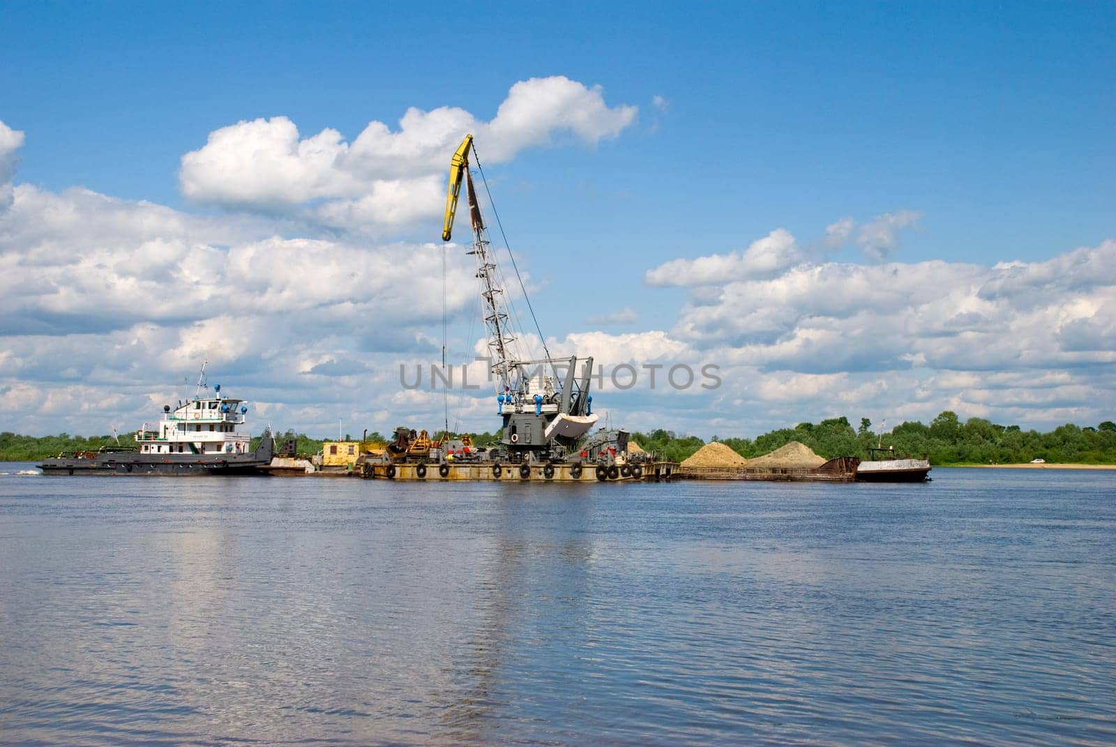 Transportation cargo by river ship