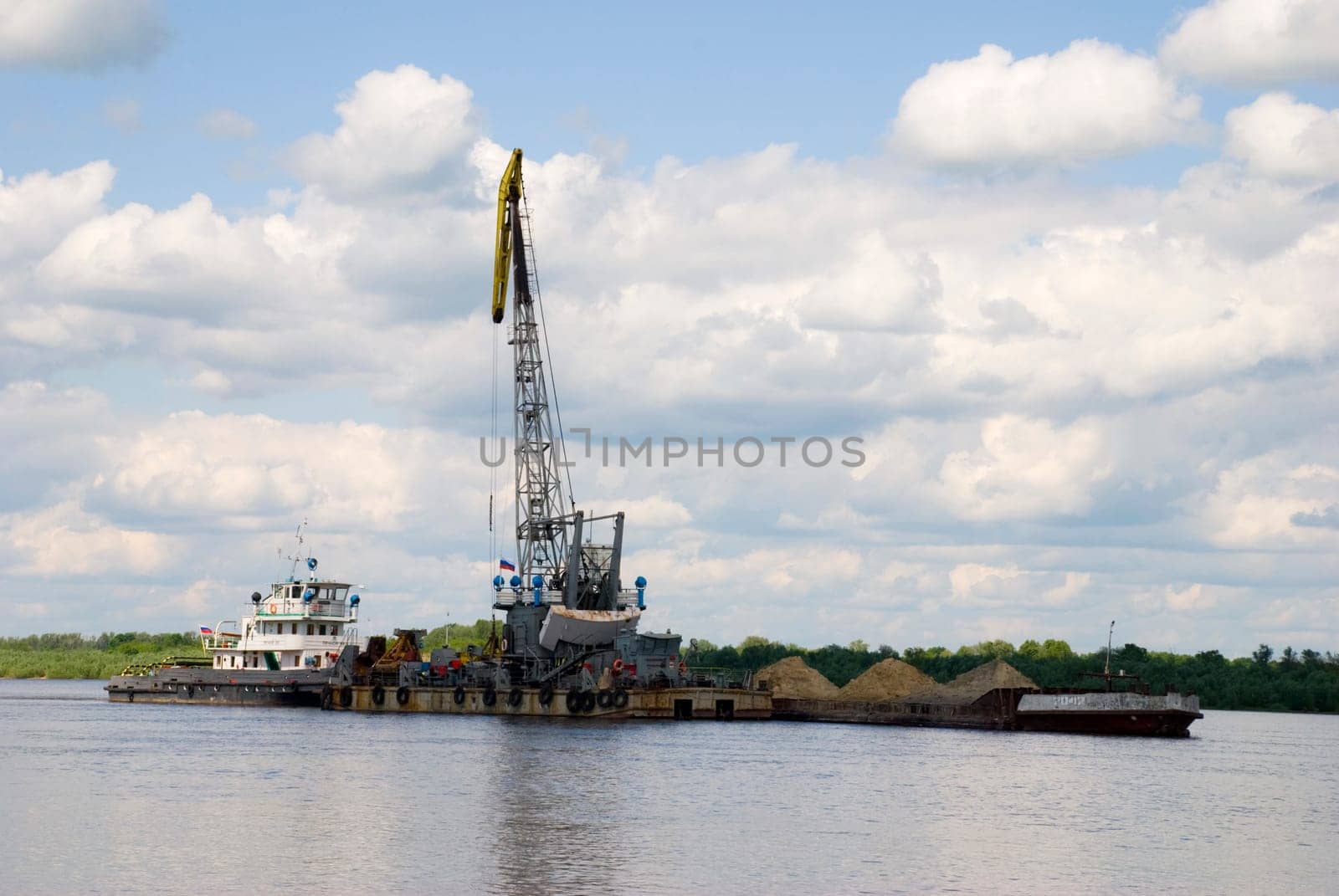 Transportation cargo by river ship