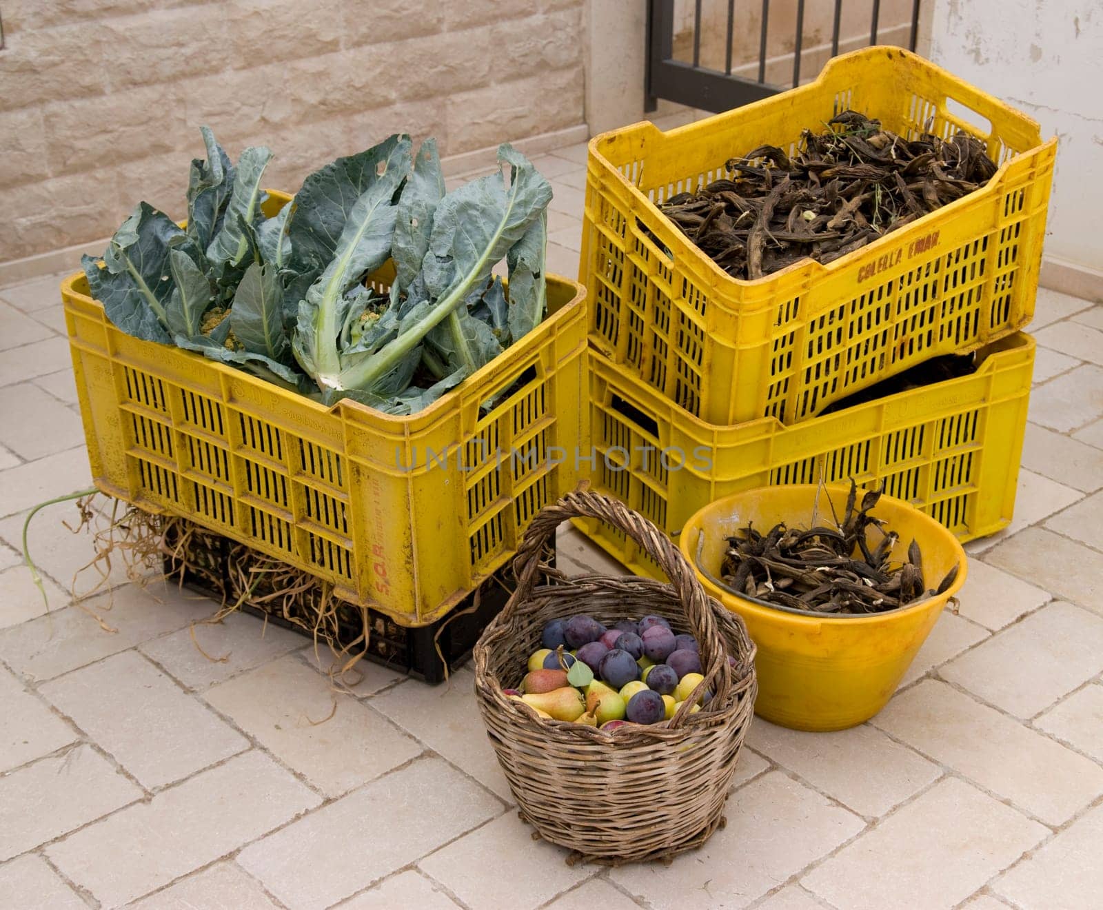 some baskets with fresh vegetables