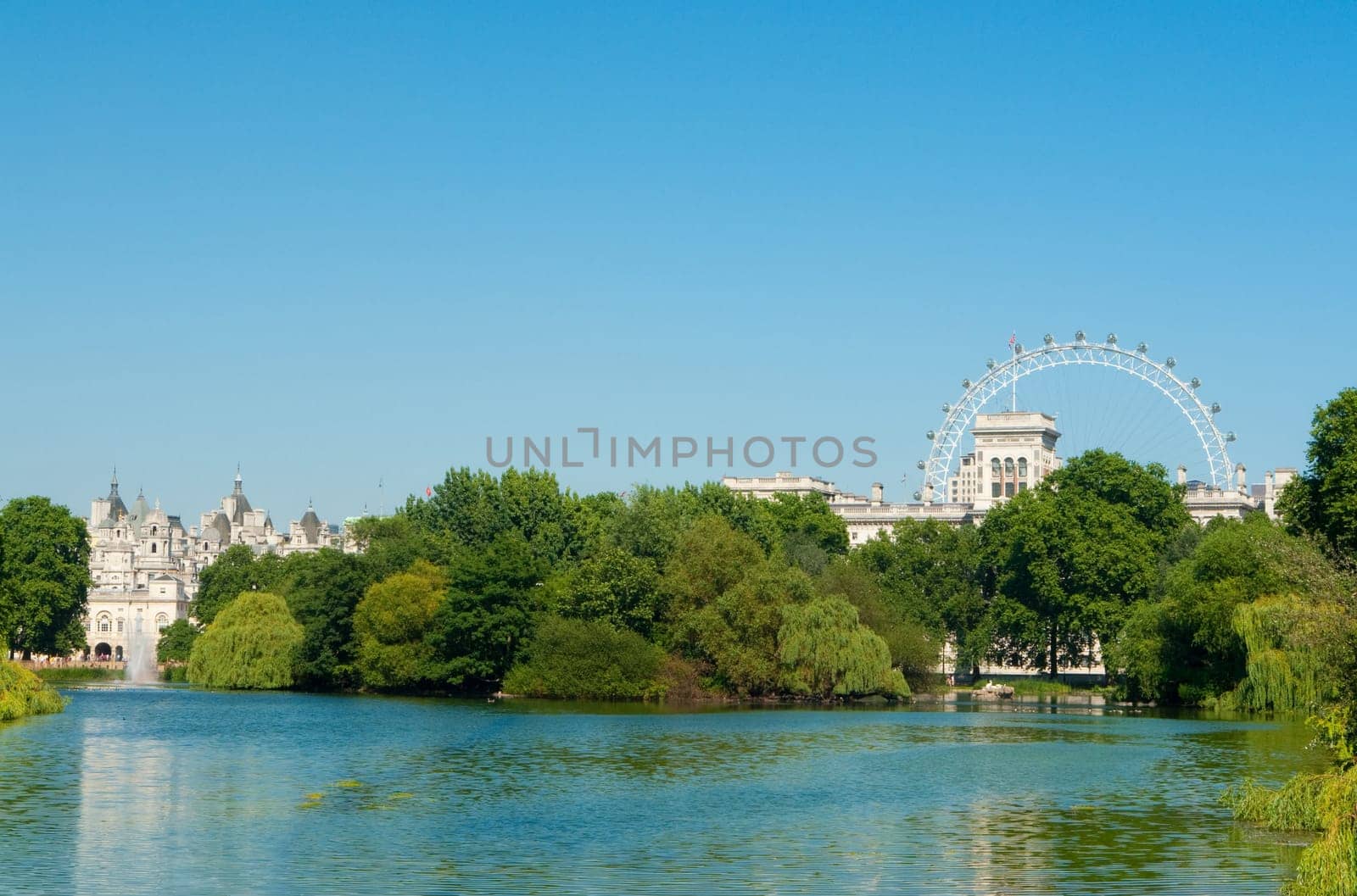 park in London with a beautiful view of London eye