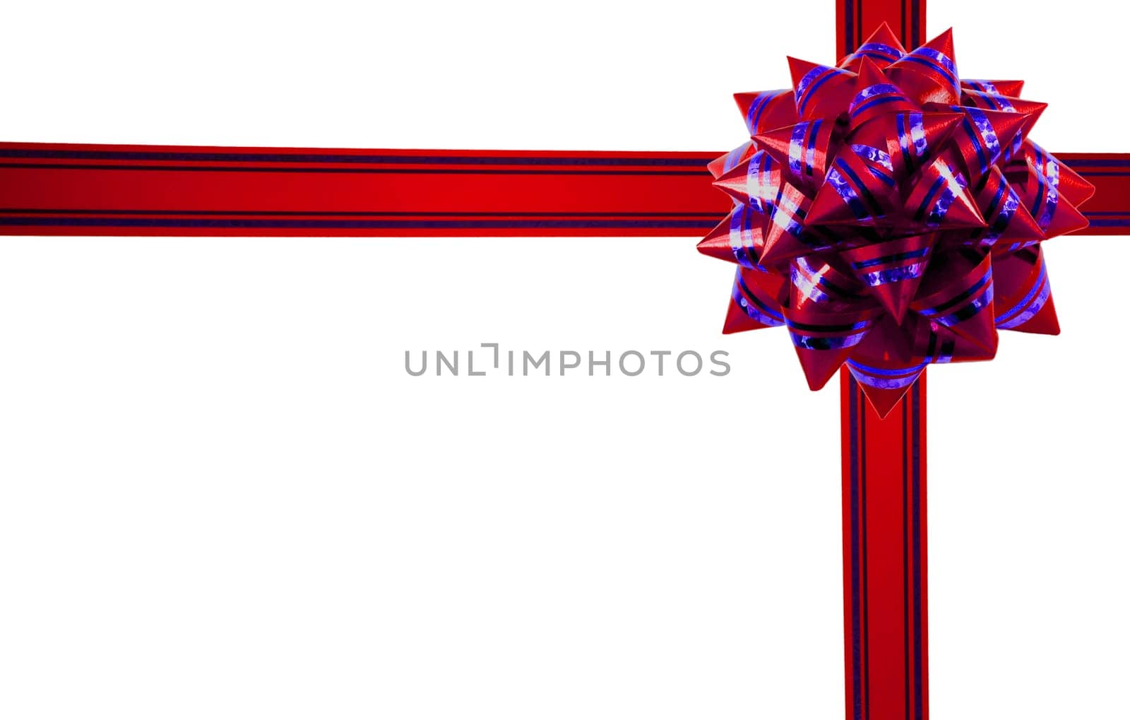 Gift ribbon and bow isolated on white background.