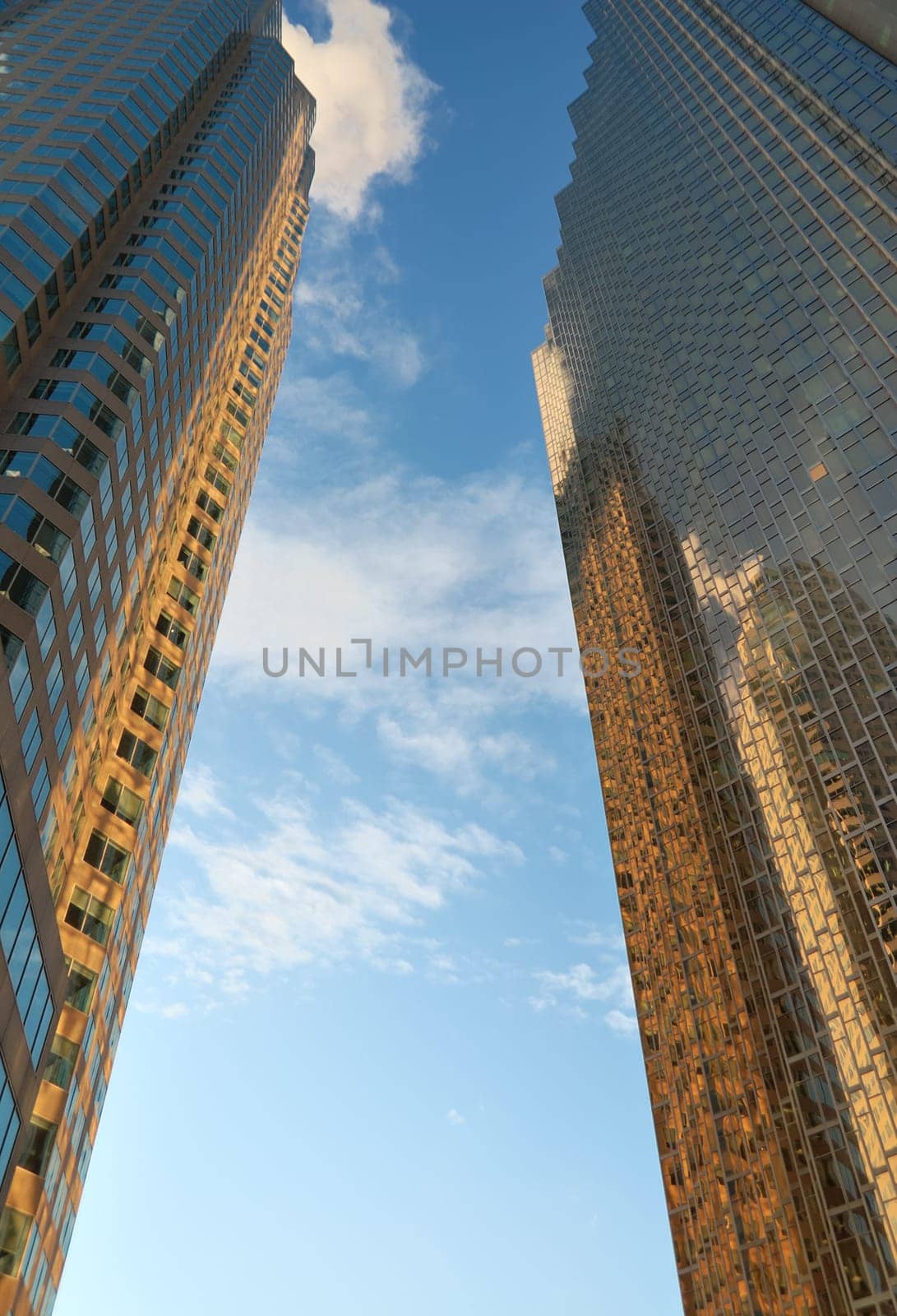 blue sky of freedom between two skyscrapers