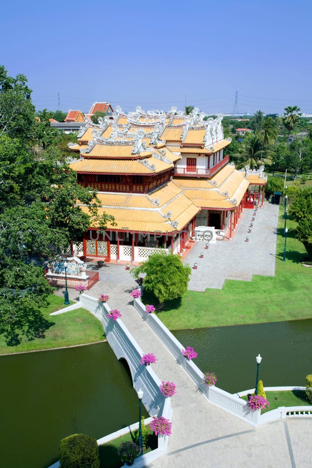 The Royal Residence (Phra Thinang) of the Thai summer palace of Bang Pa-In, near Ayutthaya and Bangkok.