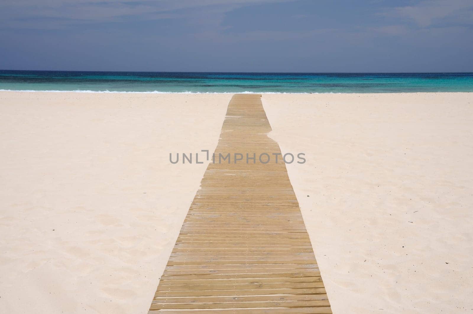 Wooden walk on the beach, Canary Island Fuerteventura, Spain