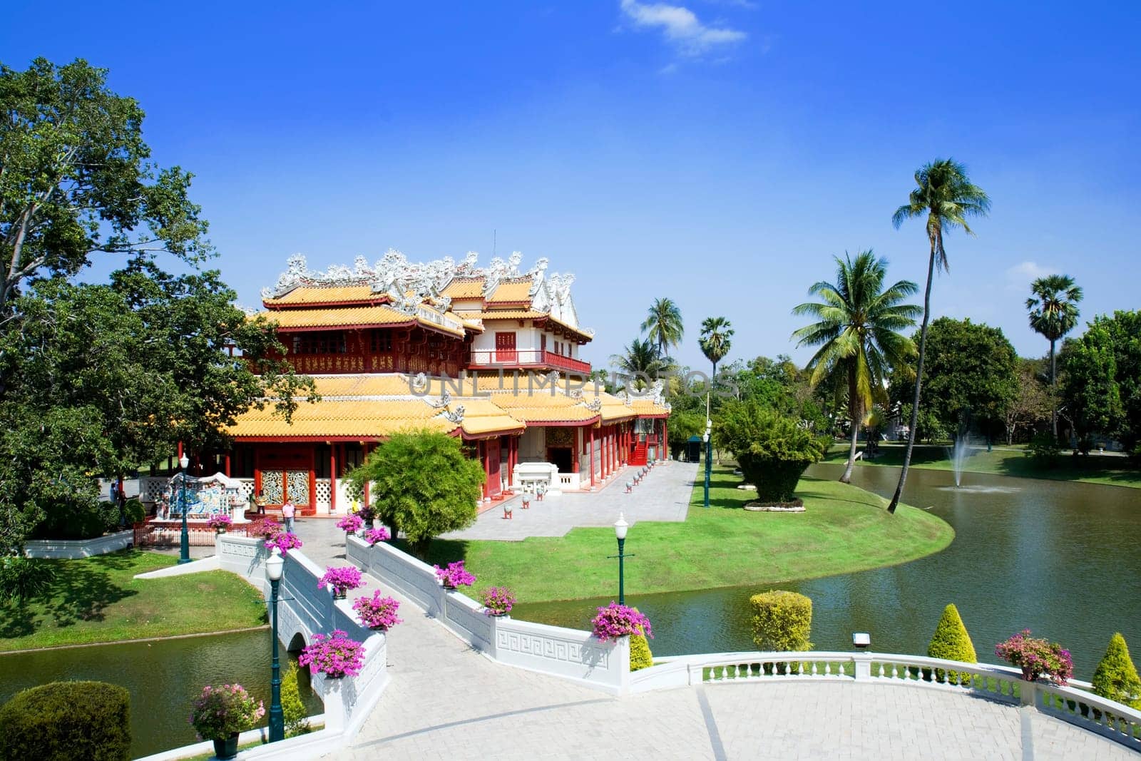 The Royal Residence (Phra Thinang) of the Thai Royal Summer Palace of Bang Pa-In, near Ayutthaya and Bangkok.