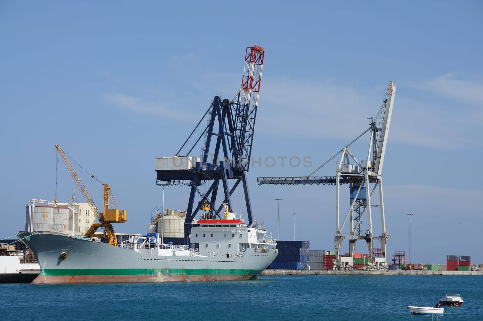 Cargo ship in the industrial port