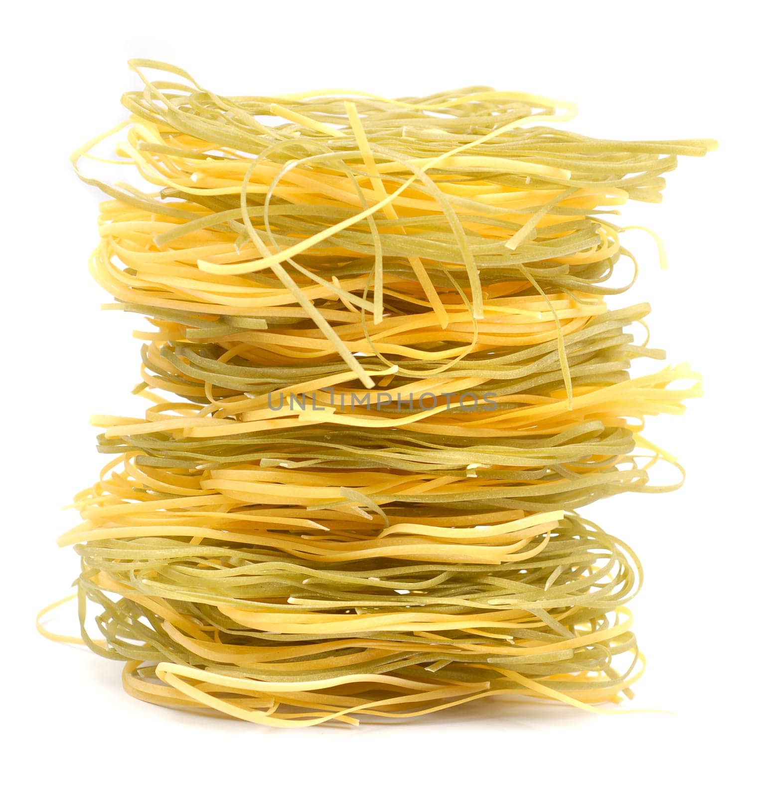 raw italian macaroni two colours over white