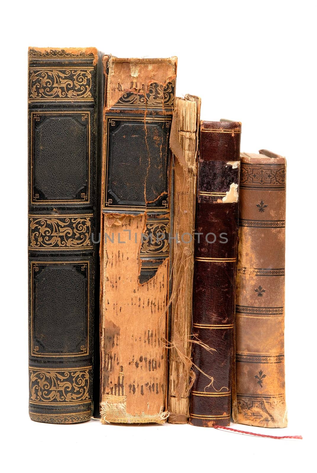 old used vintage retro books isolated objects