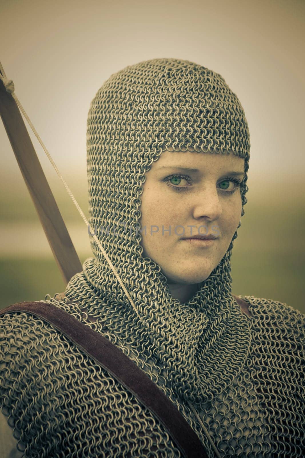bows woman / medieval armor / historical story  / retro split toned