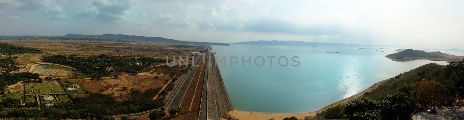 Panoramic view of a dam, Hirakud Dam