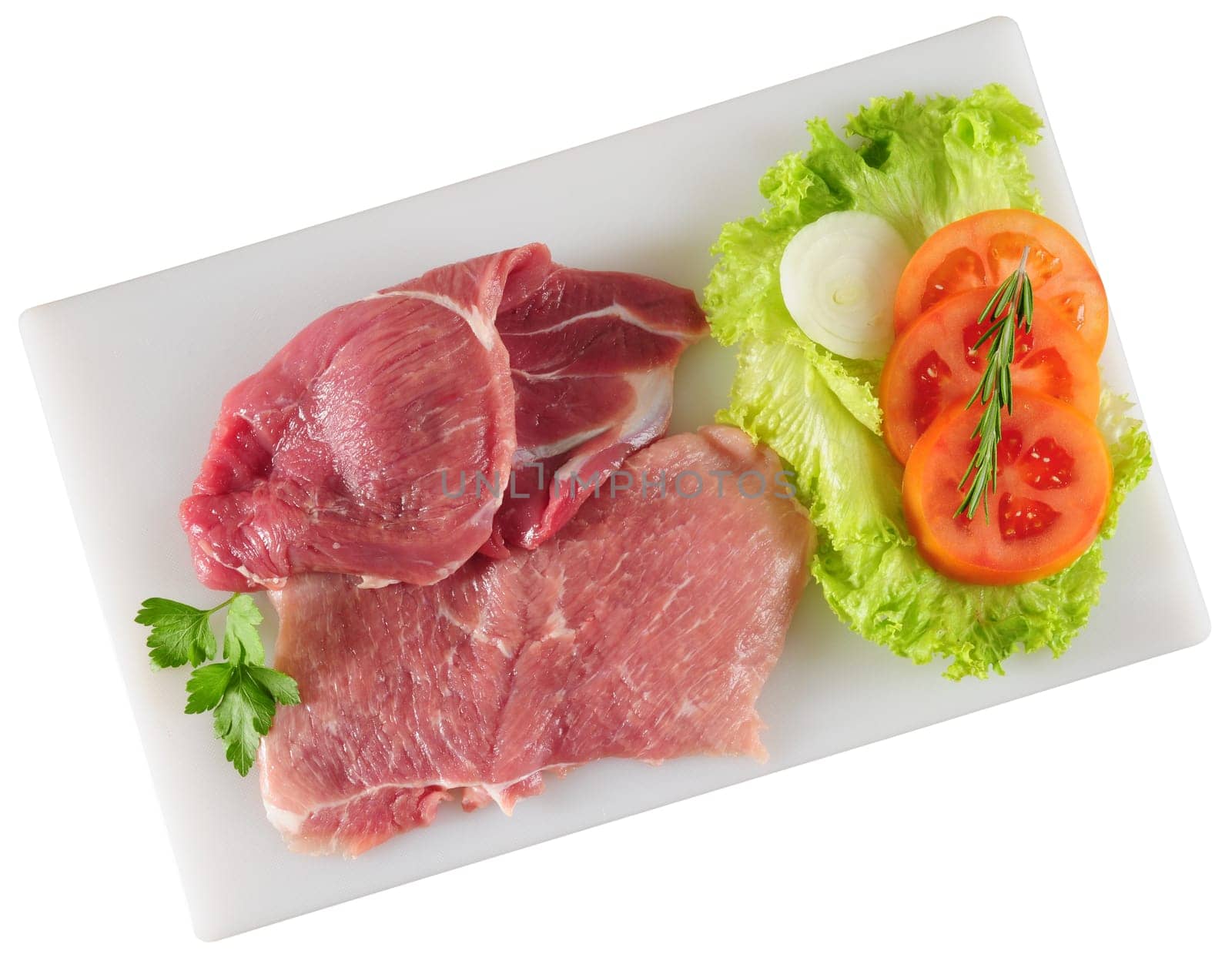 Fresh raw meat with vegetables