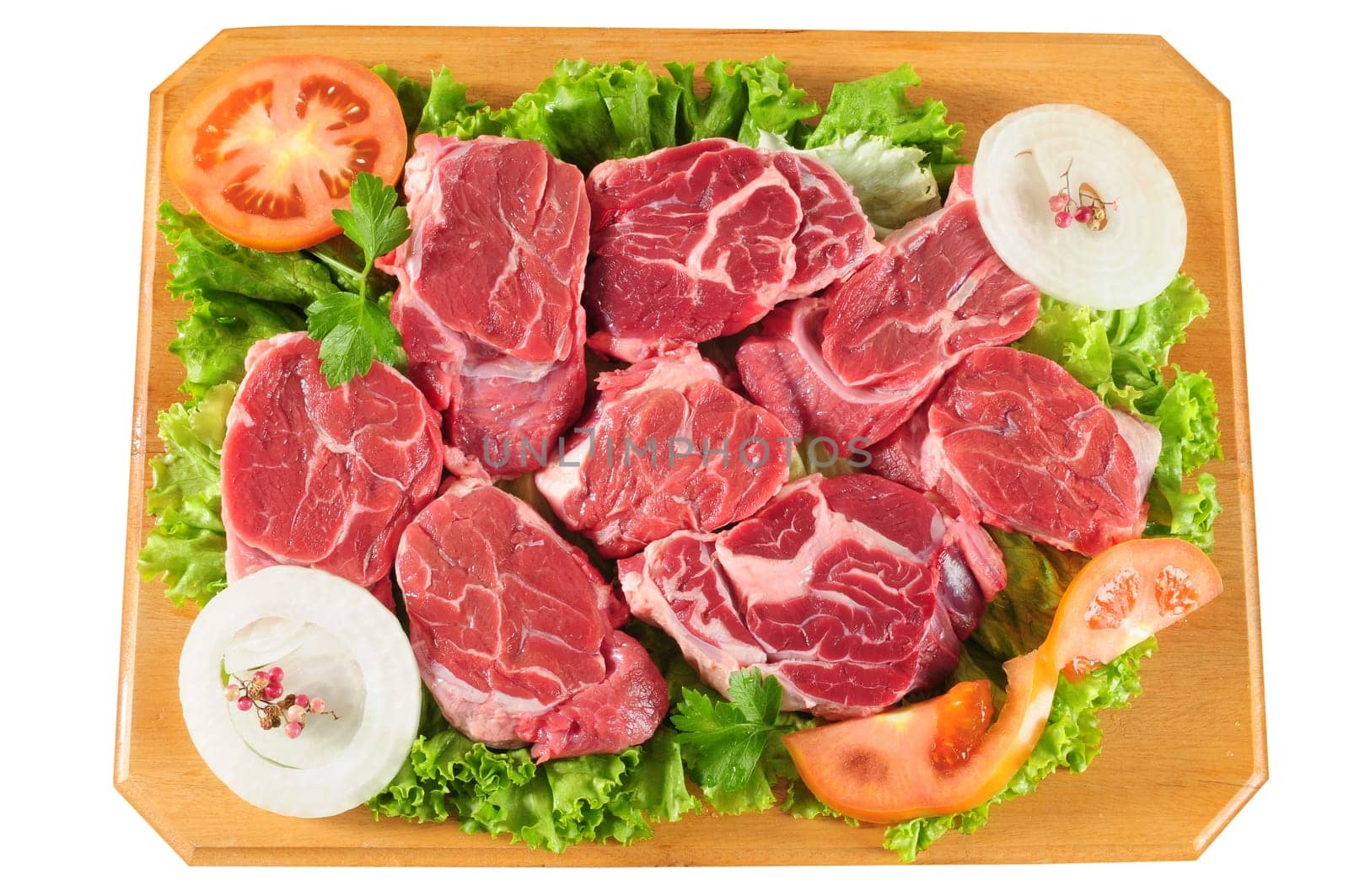 Fresh raw meat with vegetables