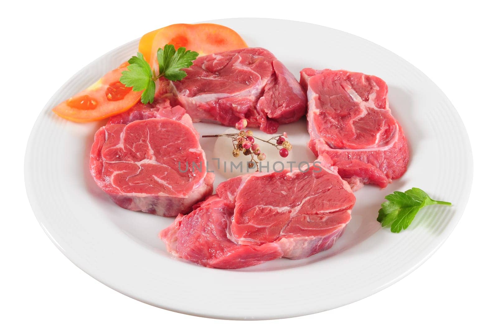 Fresh raw meat with vegetables