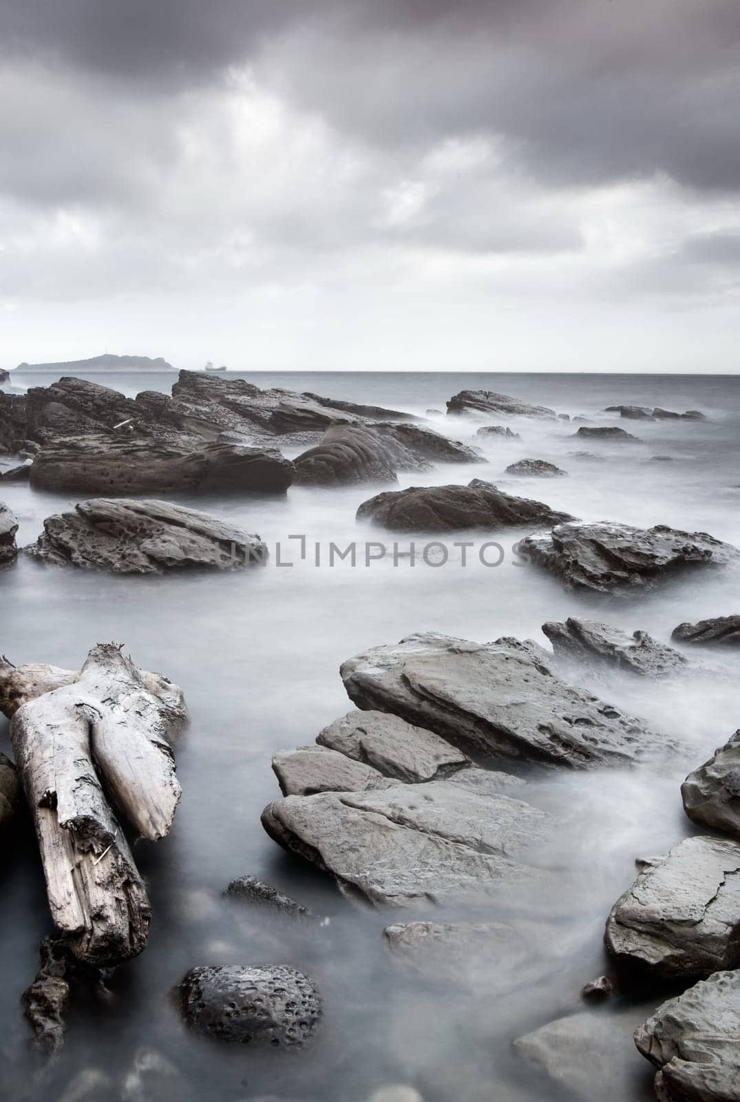 It is landscape of rock coast and beautifful cloud.