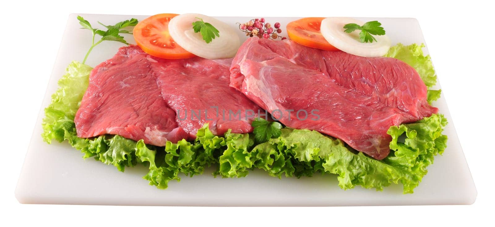Fresh raw meat with vegetables