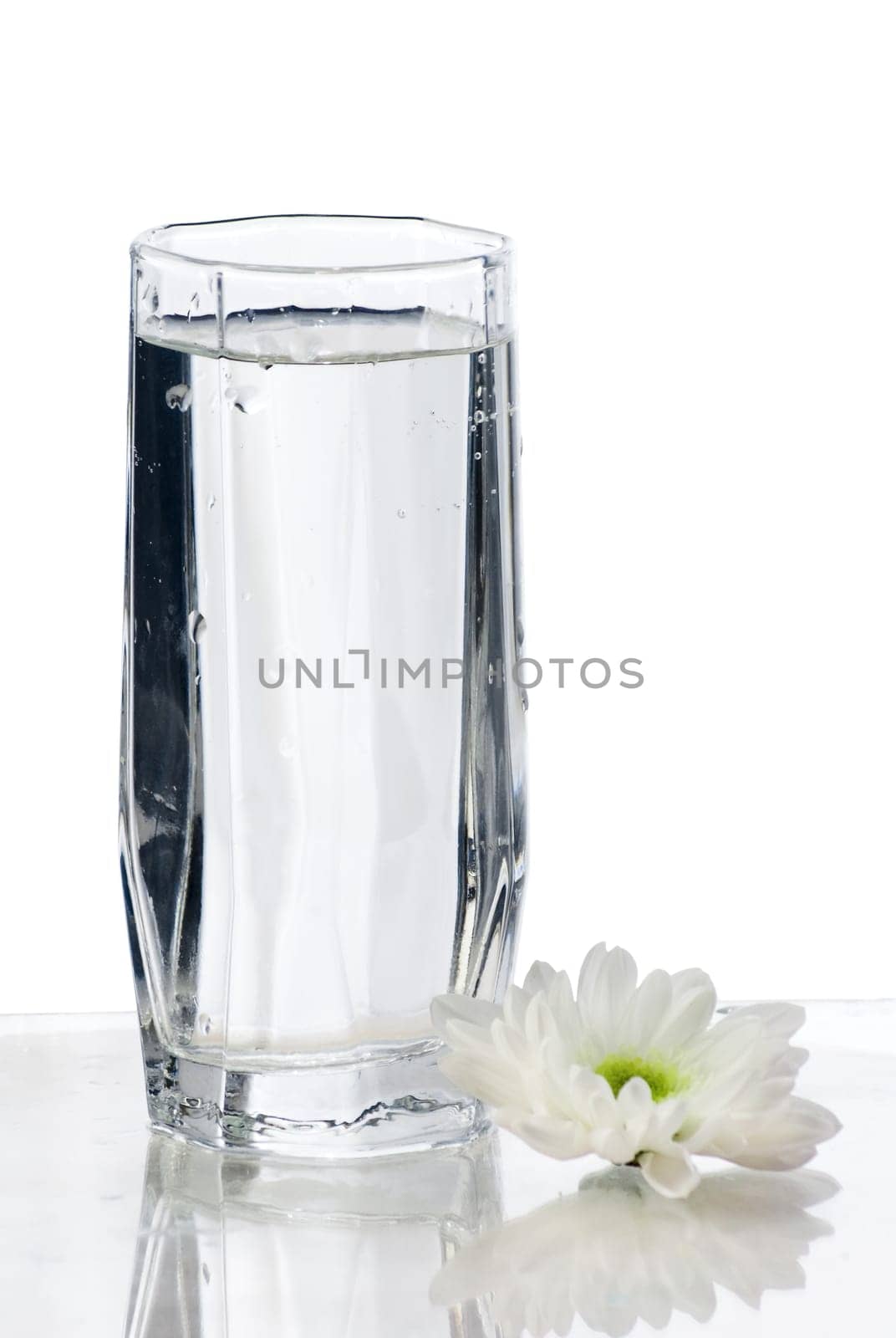 Glass of water with flower