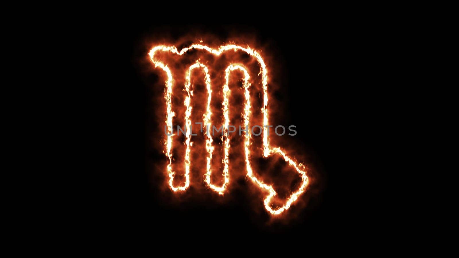 Zodiac sign on fire. Computer generated 3d render