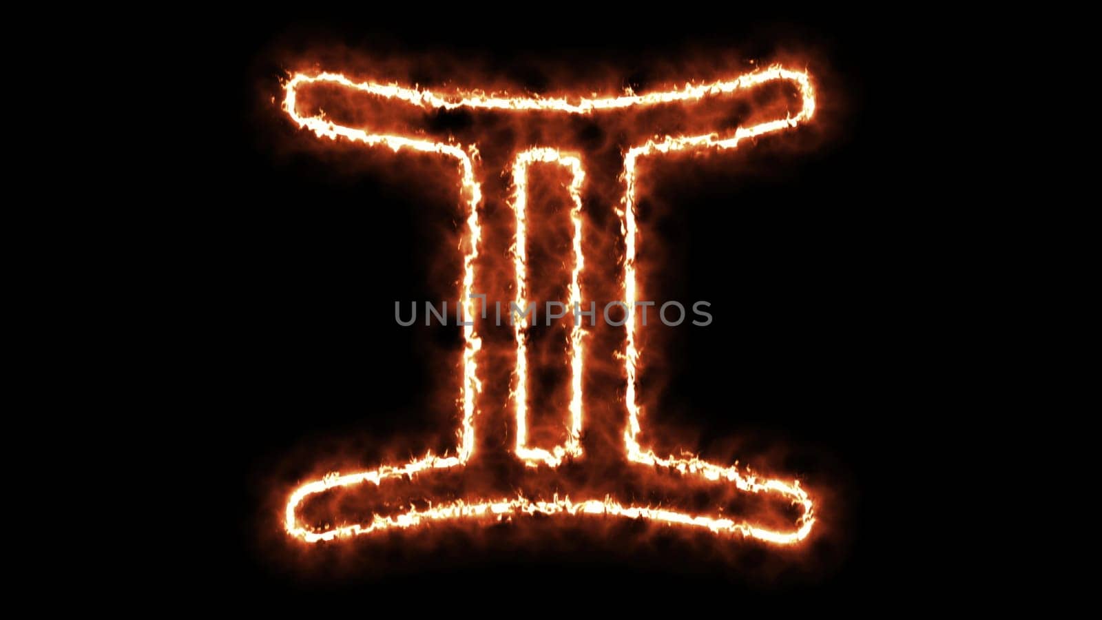 Zodiac sign on fire. Computer generated 3d render