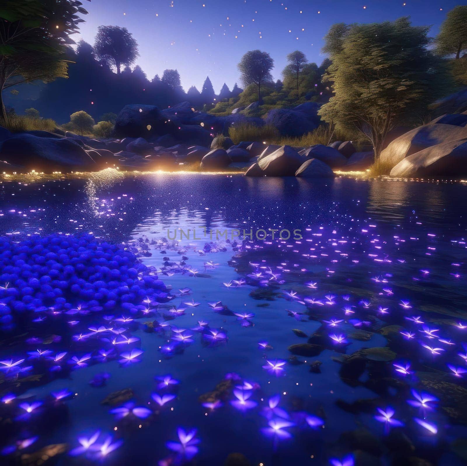 Butterflies over the river. Image created by AI