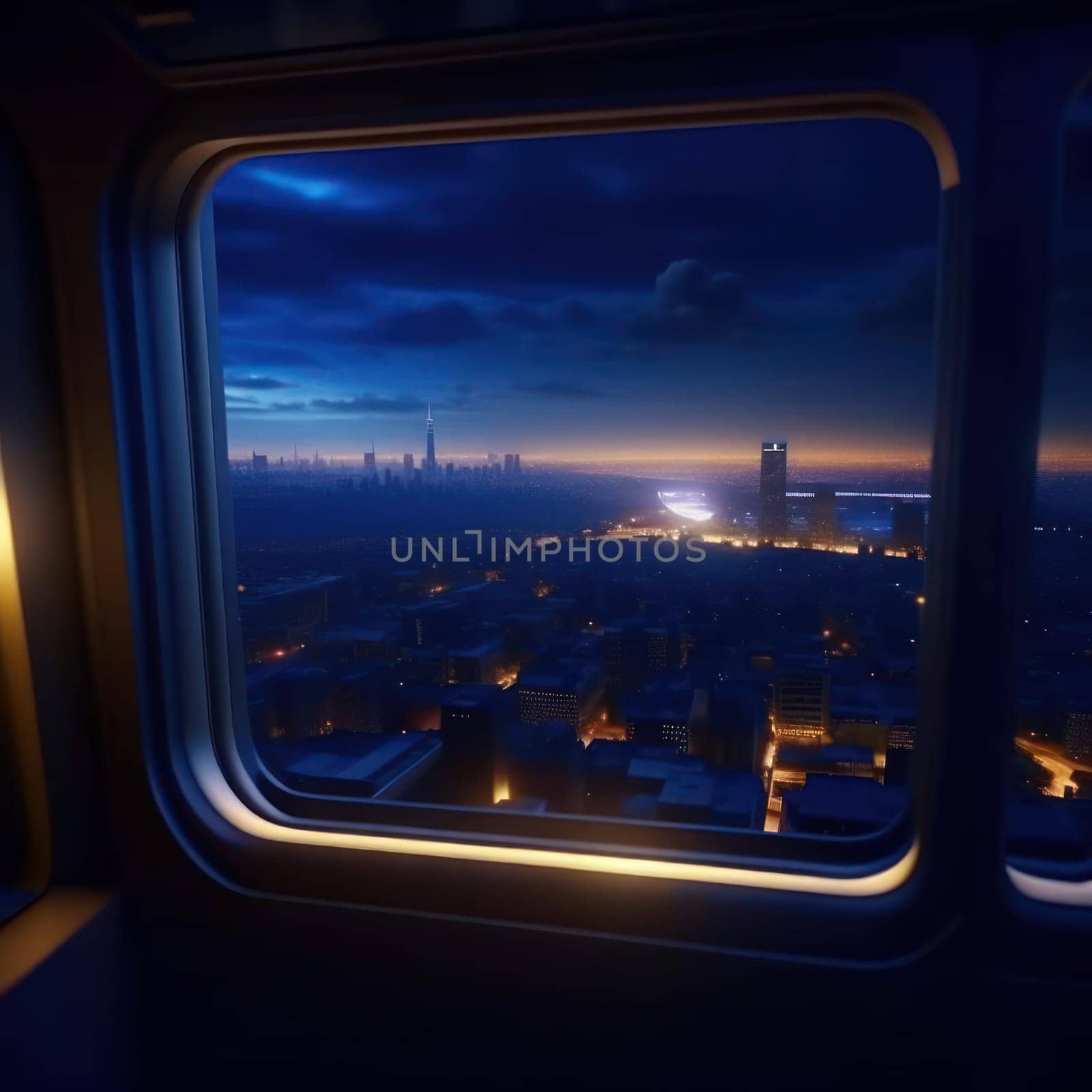 View from the airplane window. Image created by AI