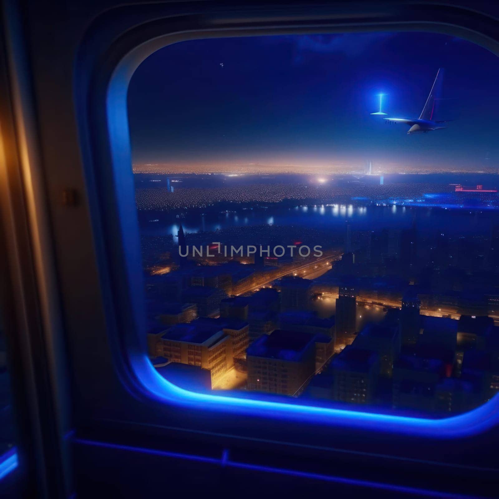 View from the airplane window. Image created by AI
