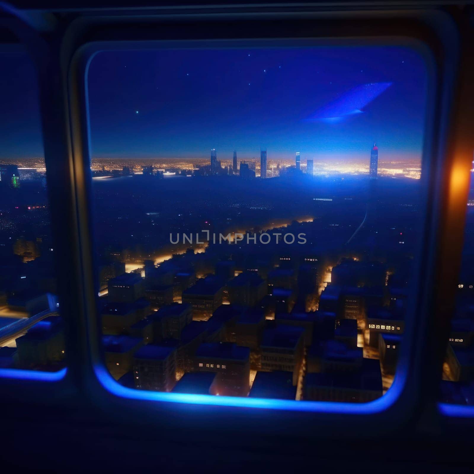 View from the airplane window. Image created by AI