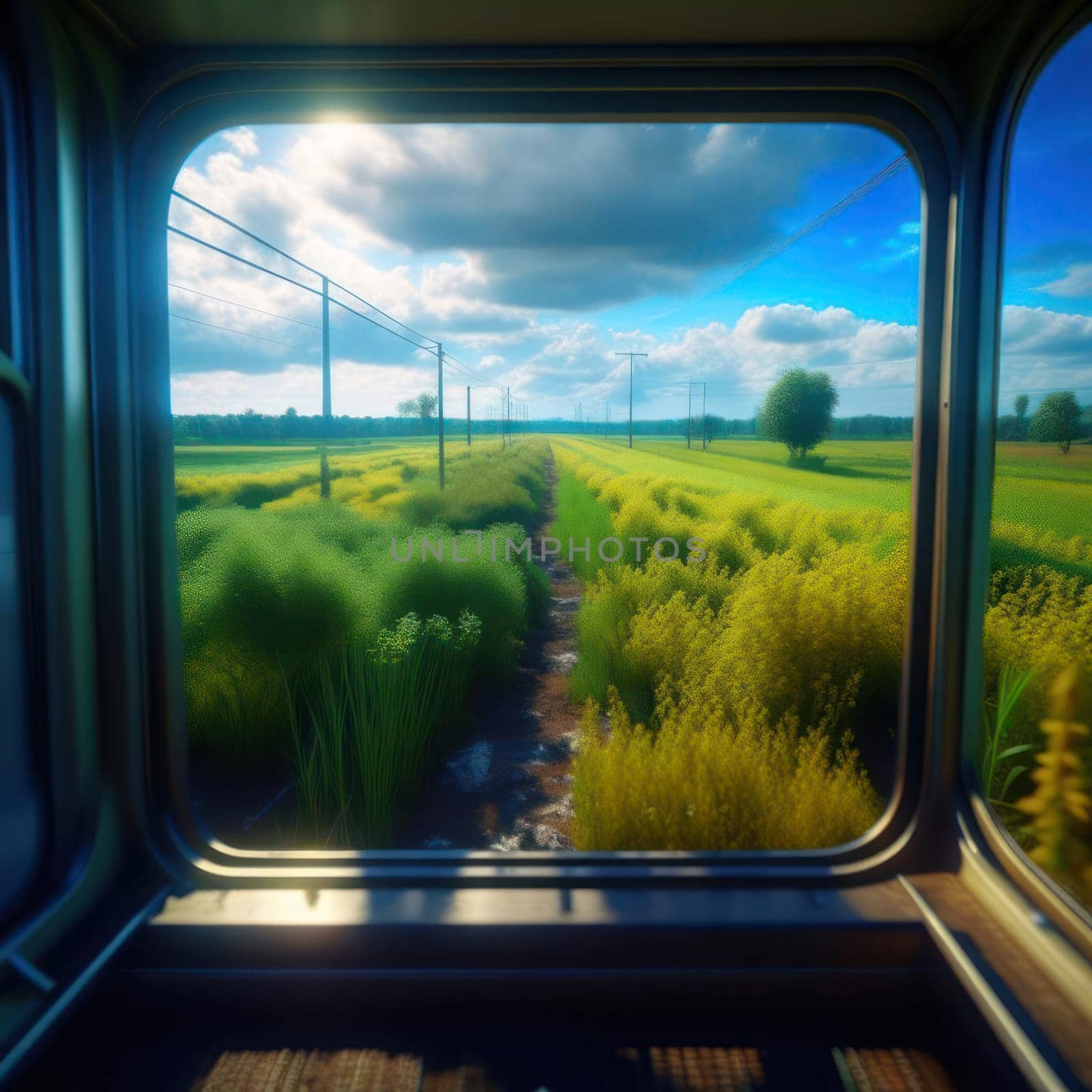 View from the train window. Image created by AI