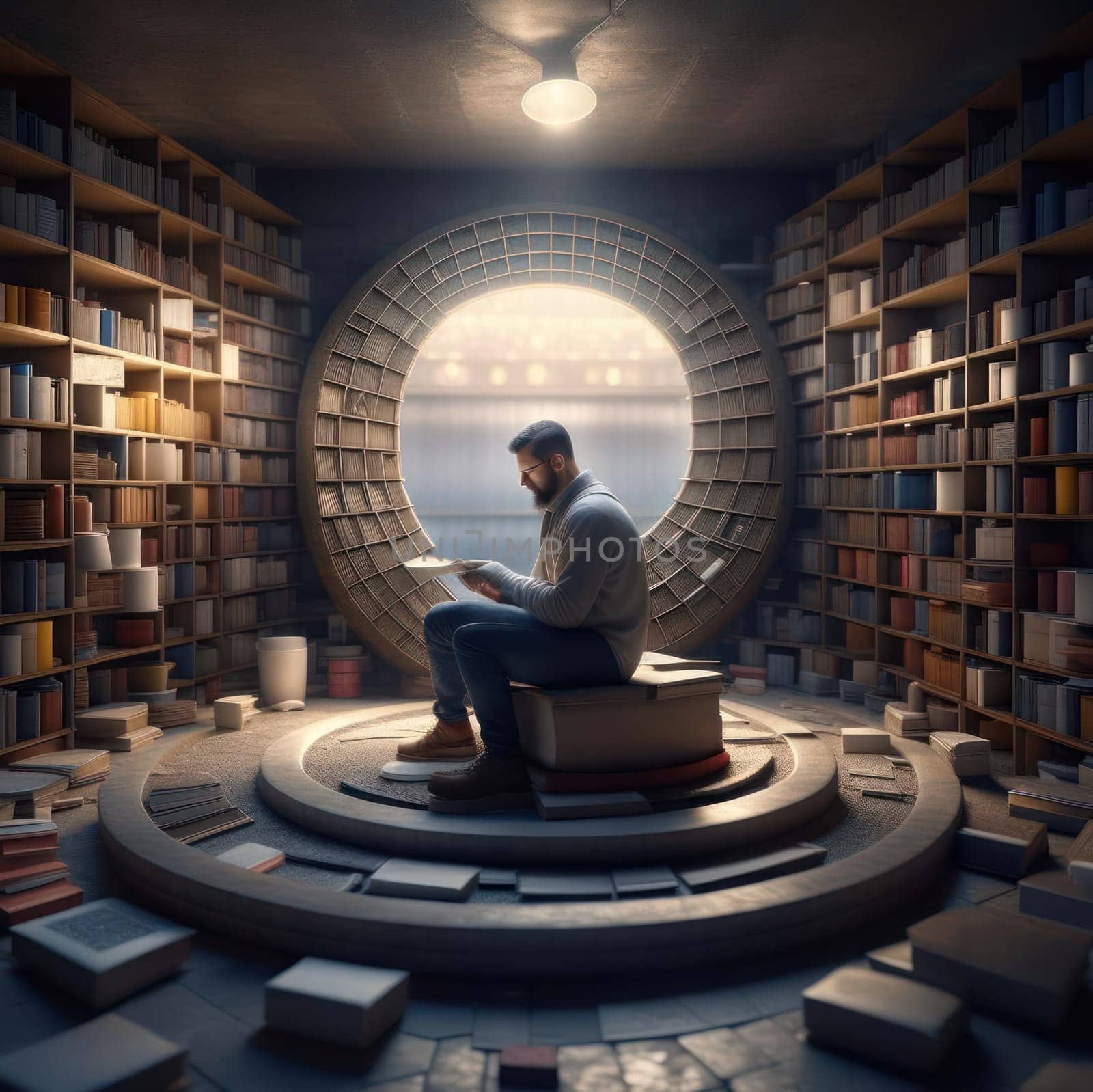 A guy reads a book