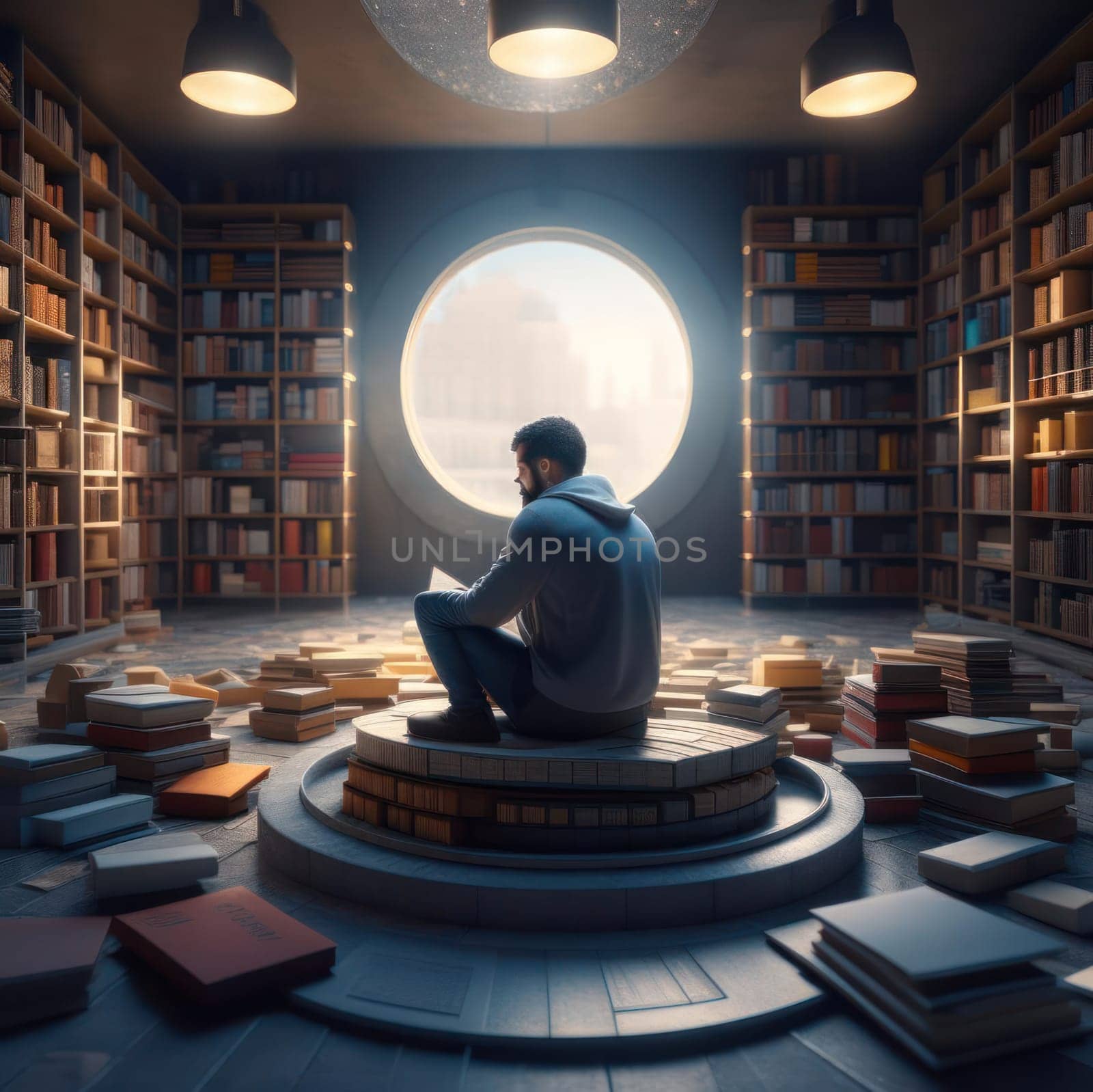 A guy reads a book