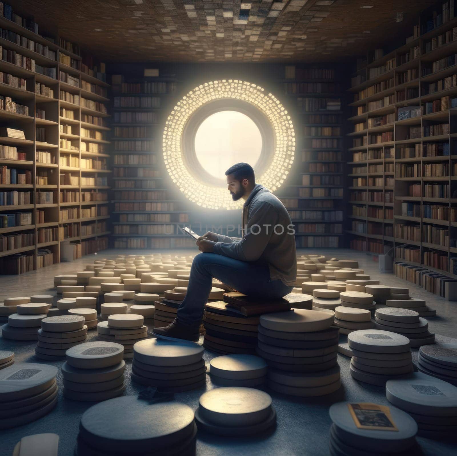 A guy reads a book