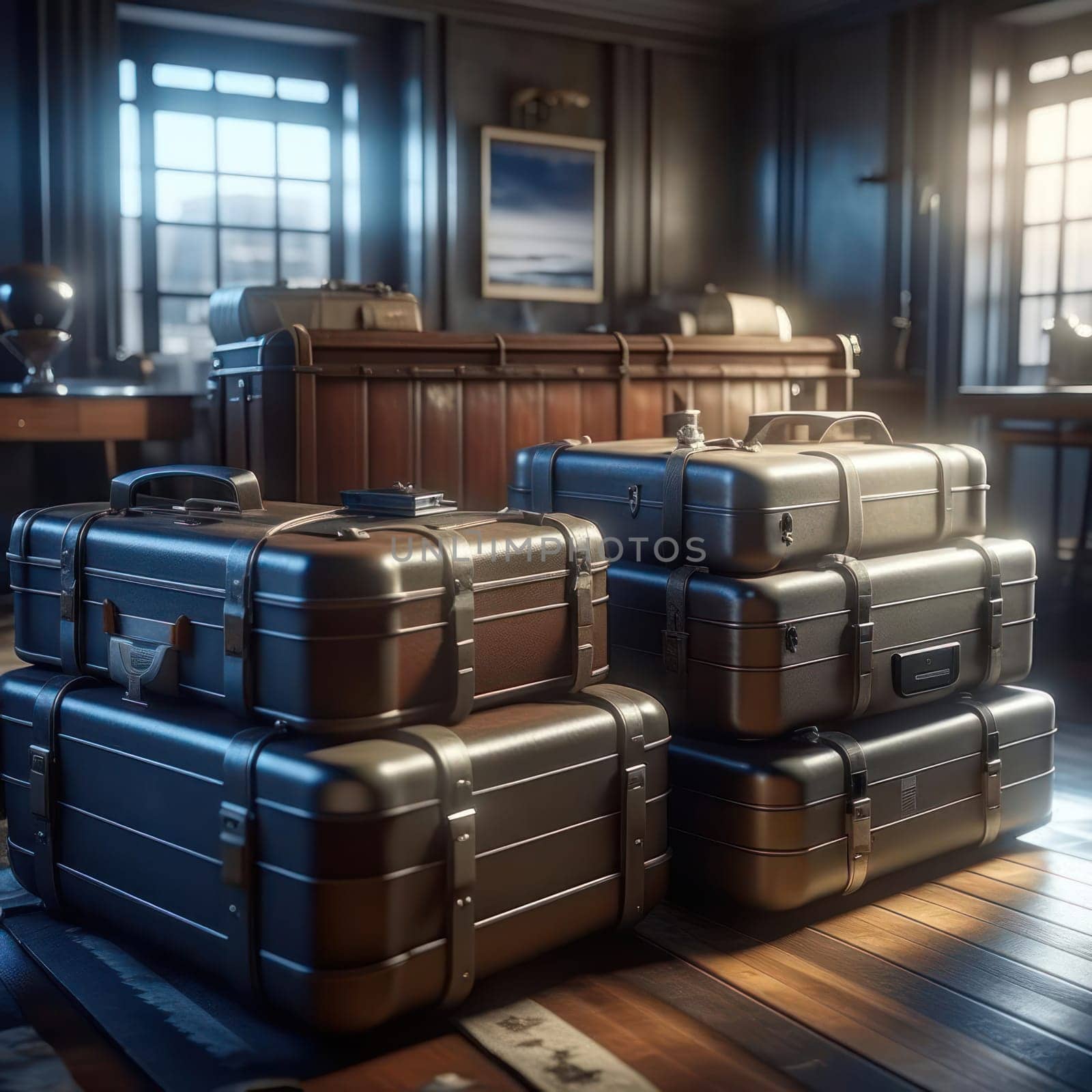 Suitcases on the floor