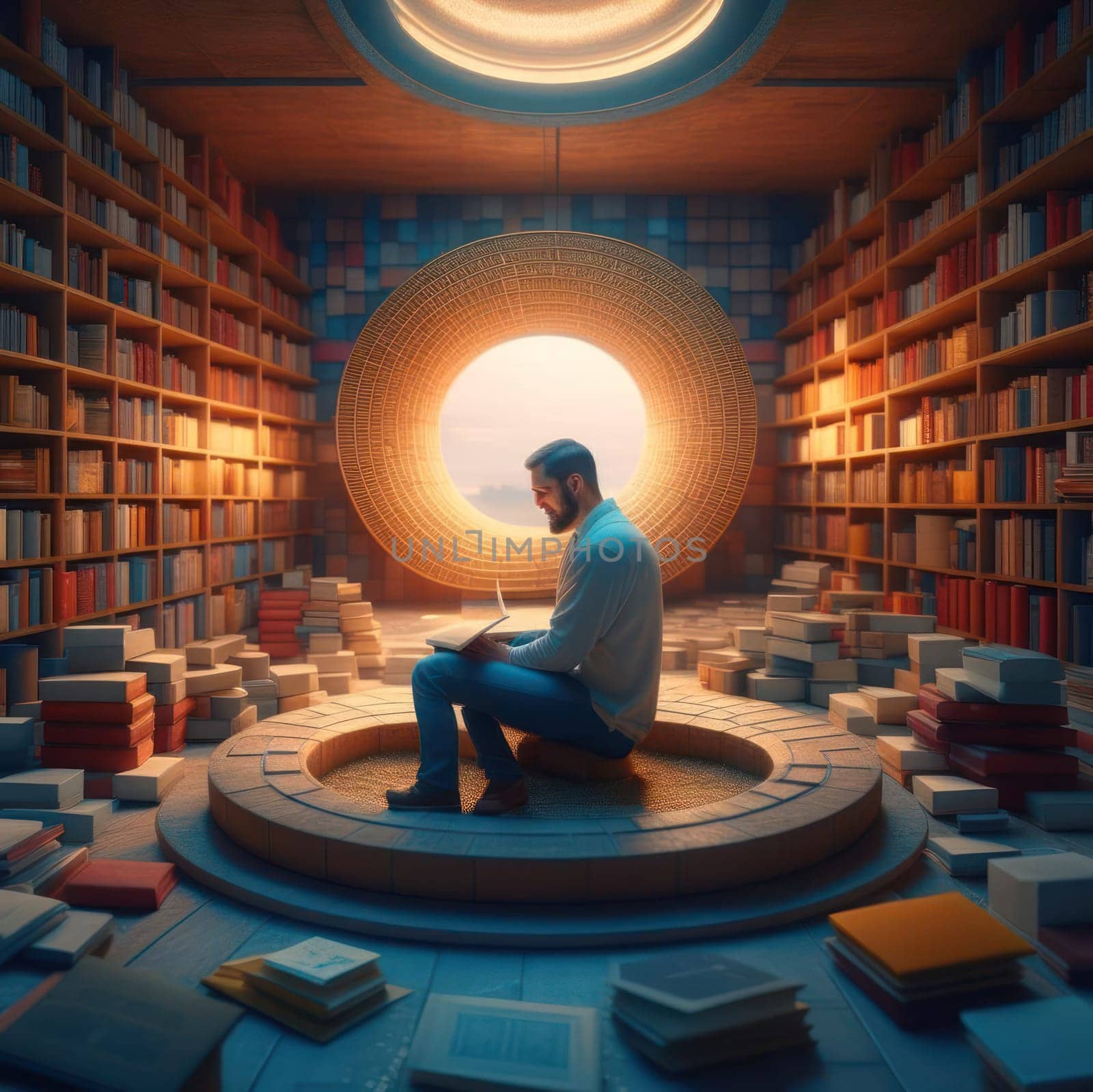 A guy reads a book