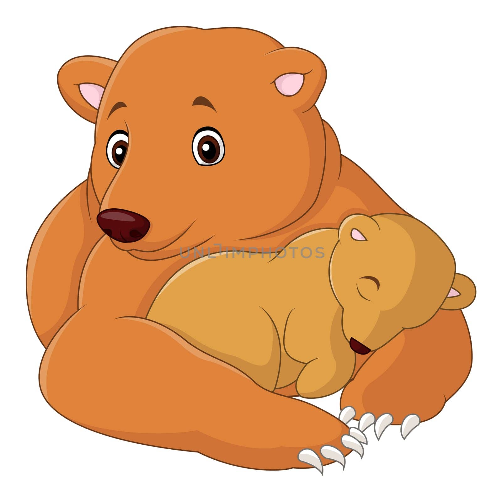 Mother and baby bear cartoon