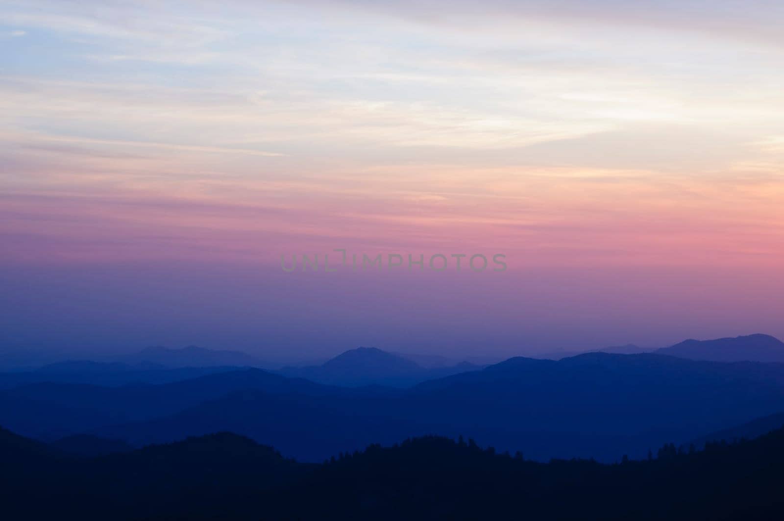 mountains sunset scenic in Sequoia National Forest, CA