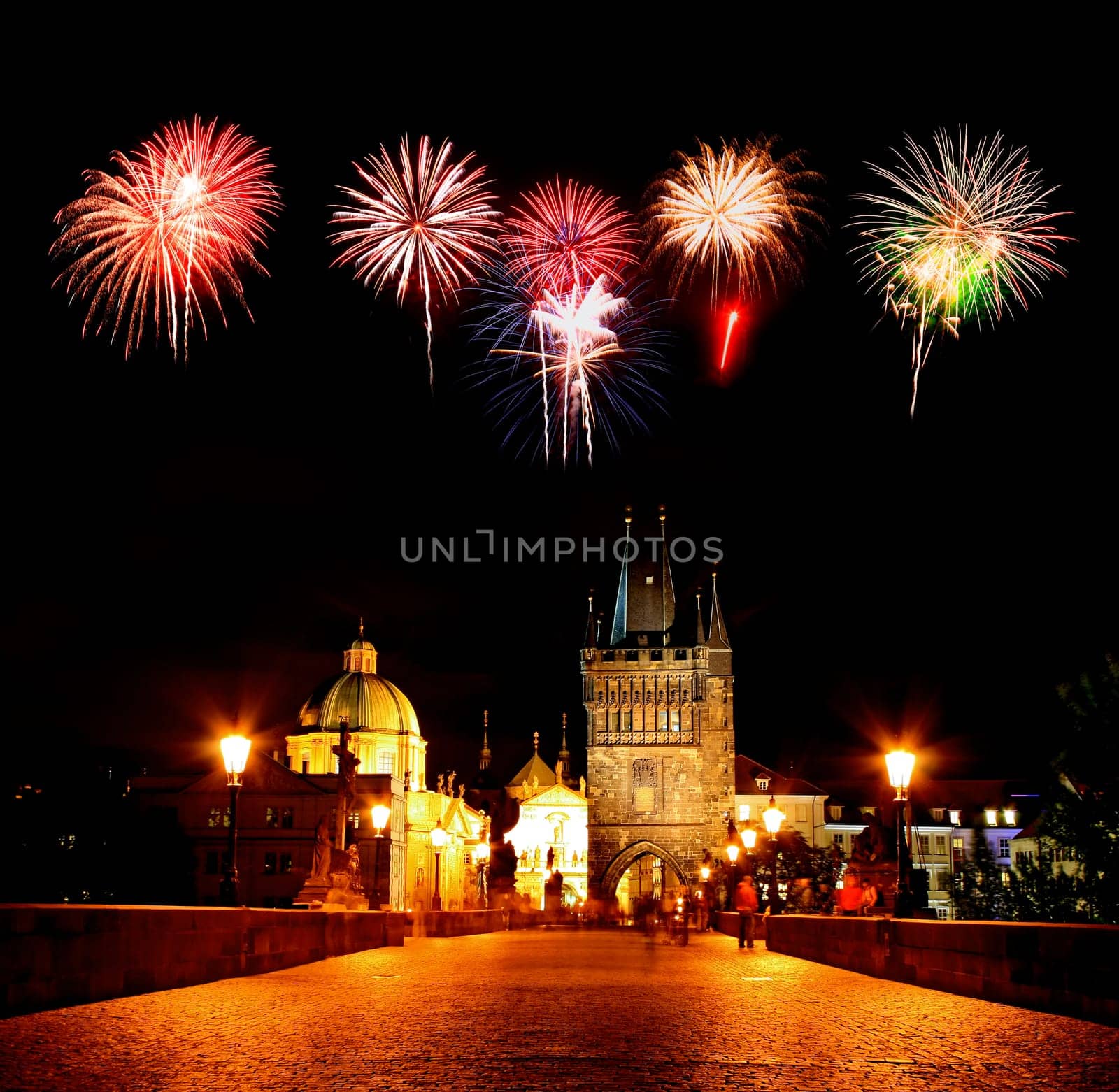 The night view of the beautiful Prague City along the River Vltava