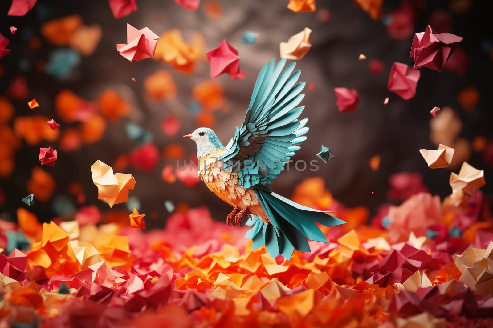 Dove flying from crumpled paper balls, peace and faith, freedom, charity and help concept, humanitarian aid, generative AI