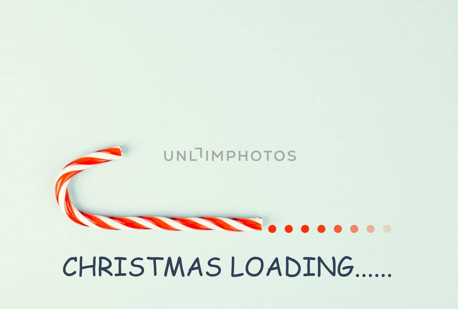 Candy cane loading bar for christmas, seasonal holidays, xmas greeting card, copy space