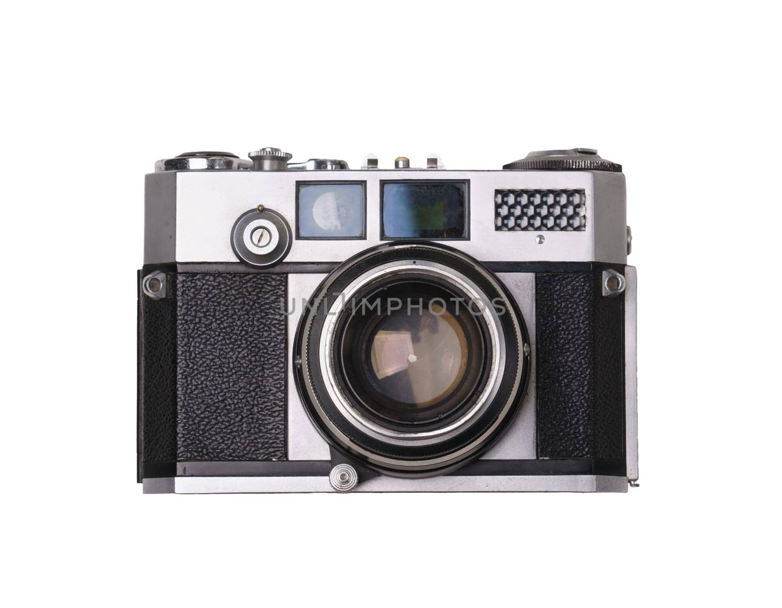 vintage old film camera isolated on white background