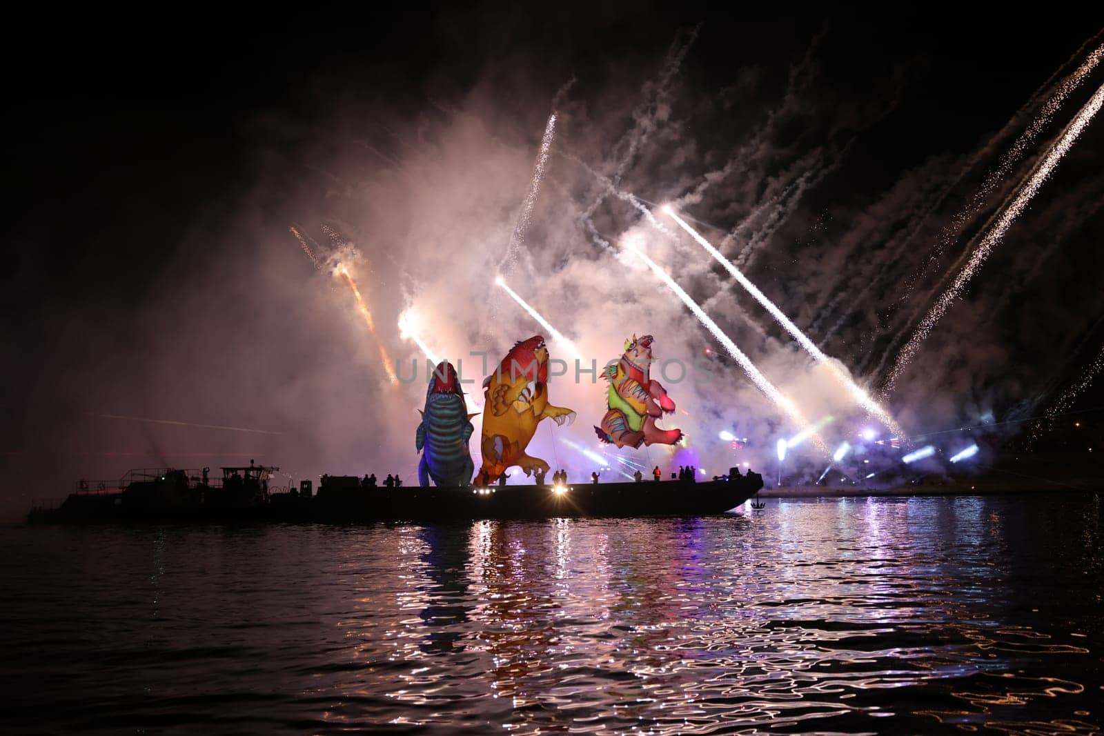 Cracow, Poland - June 4, 2022: Great Dragon Parade. The Great Outdoor Show on the Vistula River.