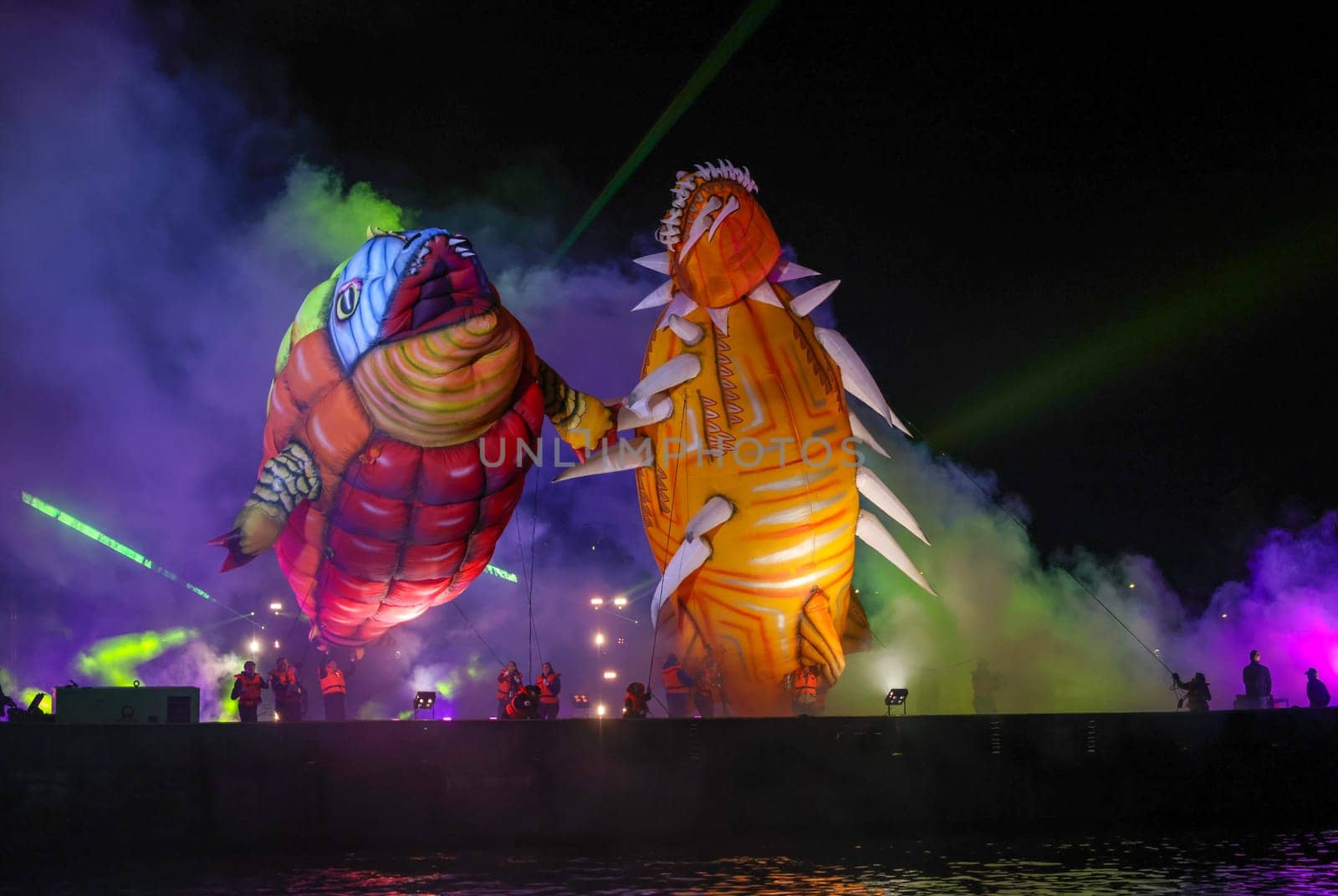 Cracow, Poland - June 4, 2022: Great Dragon Parade. The Great Outdoor Show on the Vistula River.